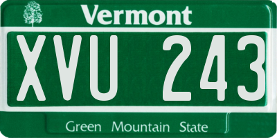 VT license plate XVU243