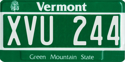 VT license plate XVU244