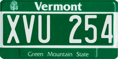VT license plate XVU254