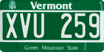 VT license plate XVU259