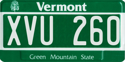 VT license plate XVU260