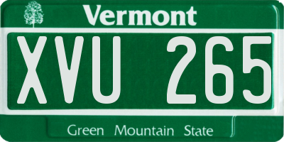VT license plate XVU265