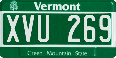 VT license plate XVU269