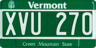 VT license plate XVU270
