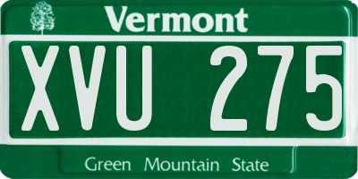 VT license plate XVU275