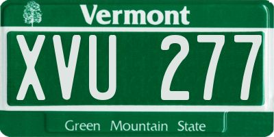 VT license plate XVU277