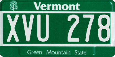 VT license plate XVU278