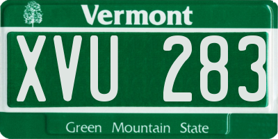 VT license plate XVU283