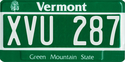 VT license plate XVU287