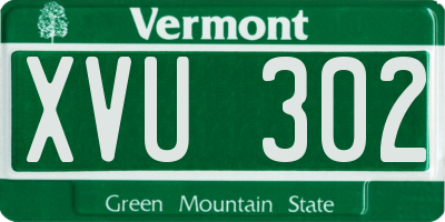 VT license plate XVU302