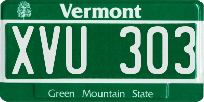 VT license plate XVU303
