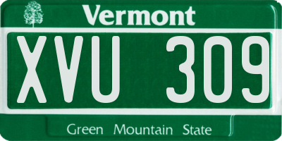 VT license plate XVU309