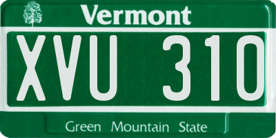 VT license plate XVU310