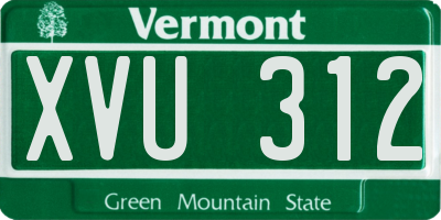 VT license plate XVU312