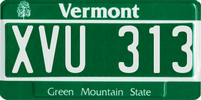 VT license plate XVU313
