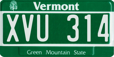 VT license plate XVU314