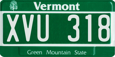 VT license plate XVU318