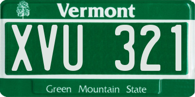 VT license plate XVU321