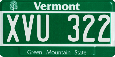 VT license plate XVU322