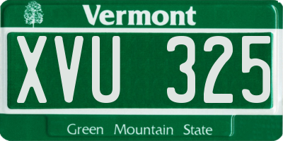 VT license plate XVU325