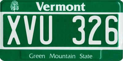 VT license plate XVU326
