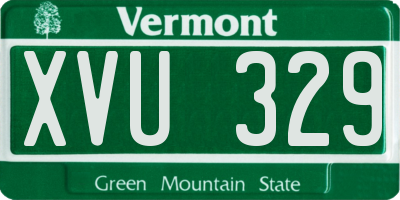 VT license plate XVU329