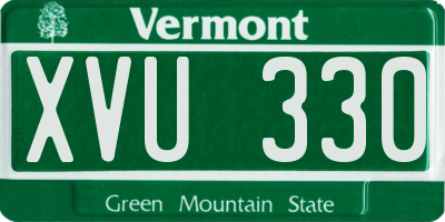 VT license plate XVU330