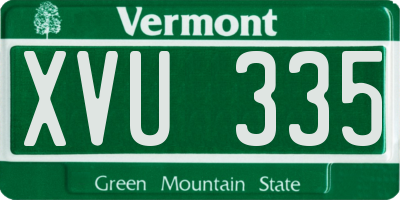 VT license plate XVU335