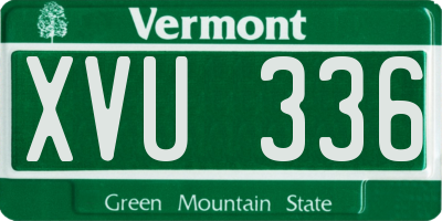 VT license plate XVU336