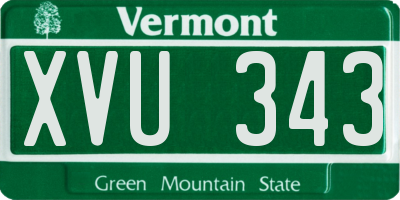 VT license plate XVU343