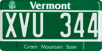 VT license plate XVU344