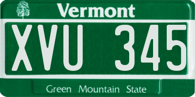 VT license plate XVU345
