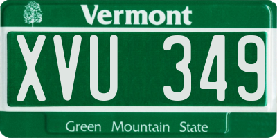 VT license plate XVU349