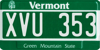VT license plate XVU353