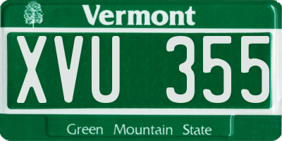 VT license plate XVU355