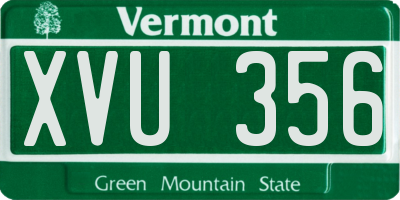 VT license plate XVU356