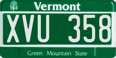 VT license plate XVU358