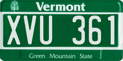 VT license plate XVU361