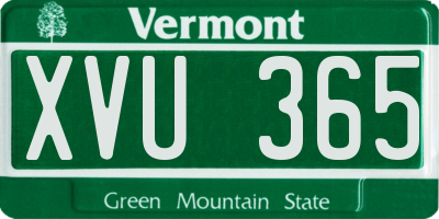 VT license plate XVU365