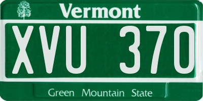 VT license plate XVU370