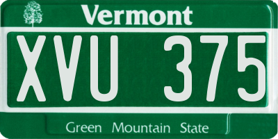VT license plate XVU375