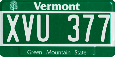 VT license plate XVU377