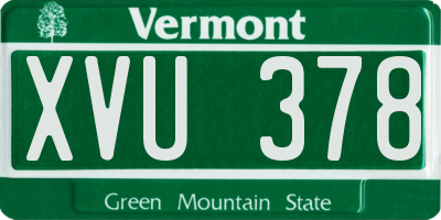 VT license plate XVU378