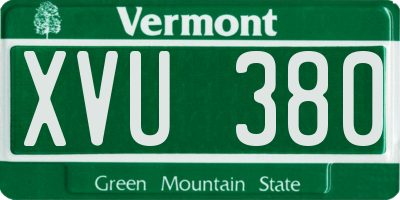 VT license plate XVU380