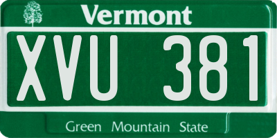 VT license plate XVU381