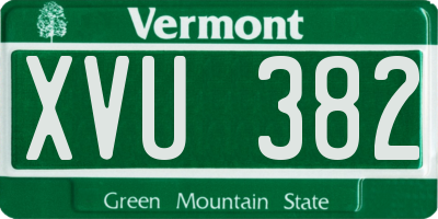 VT license plate XVU382
