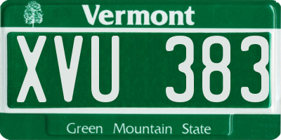 VT license plate XVU383