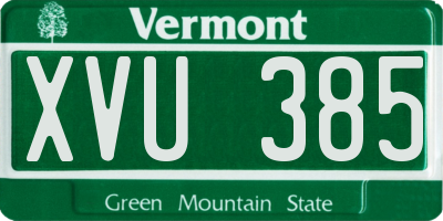 VT license plate XVU385