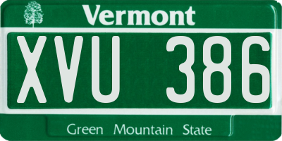 VT license plate XVU386