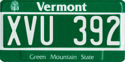 VT license plate XVU392